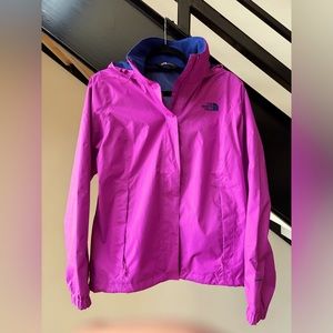 The North Face Pink/Blue Dryvent Rain Jacket. Fleece lined collar, NW/OTag SizeM